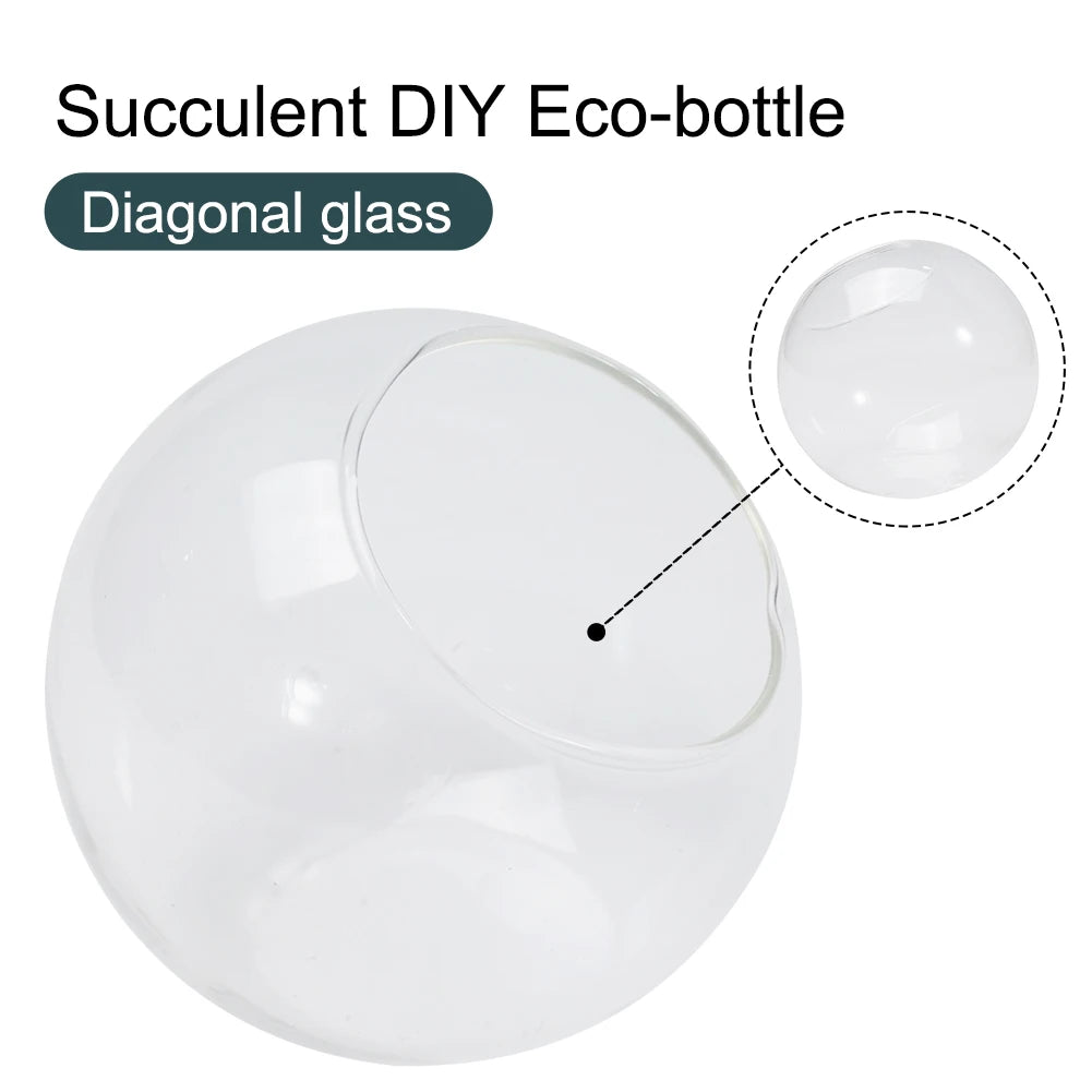 Three eco glass hanging vases in styles A B and C mounted together