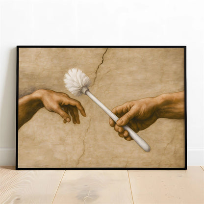 Altered Statue Humorous Bathroom Canvas Wall Art