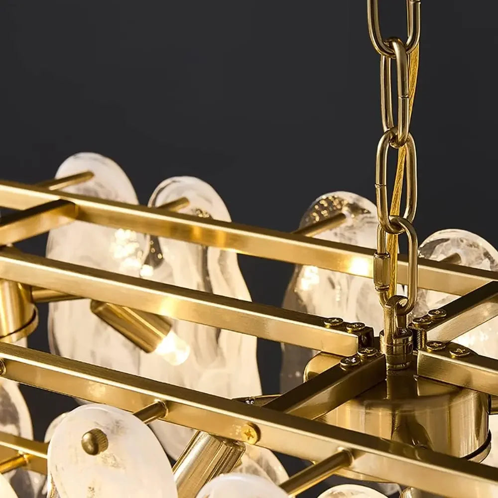 Lantern chandelier at 23.6 in (60 cm) diameter with crystal layers