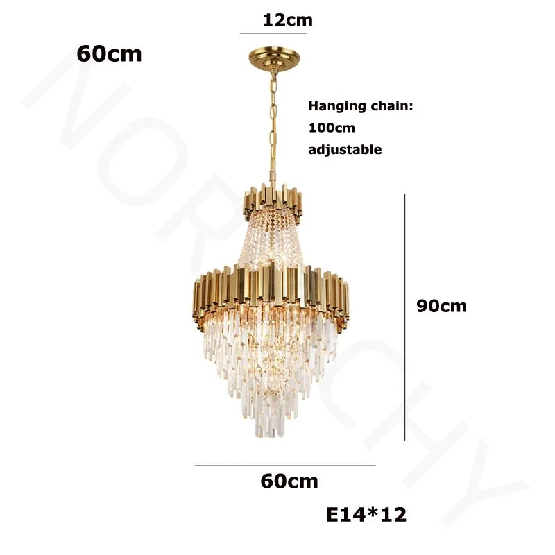 Oval K9 crystal chandelier at 35.4 in length with chrome hardware