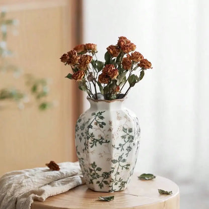Ice cracked ceramic vase antique blue Zen style for dried flowers