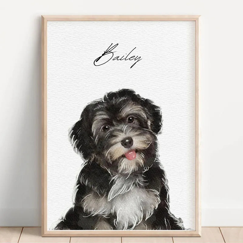 Funny Retro Dog Illustration Canvas Wall Art