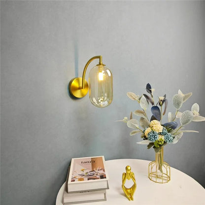 glass wall sconce, side profile showing mounting depth