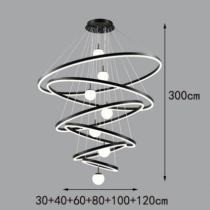 Gold ring chandelier with cold white LED light on adjustable cords