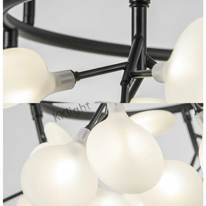 Black plated firefly chandelier with a knob switch and iron frame