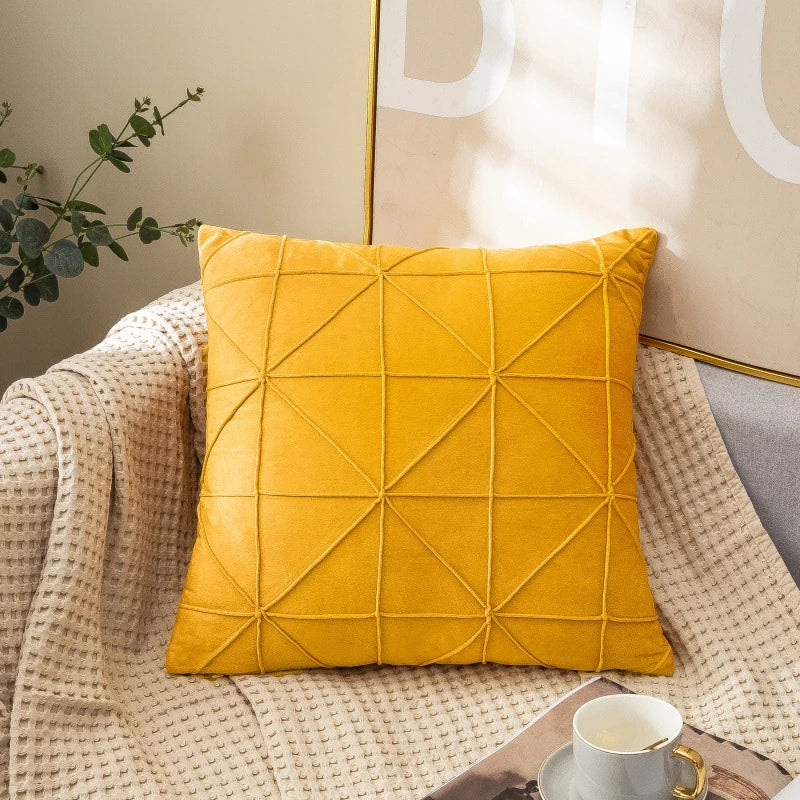 Checkered Velvet Throw Pillow Cover — styling detail