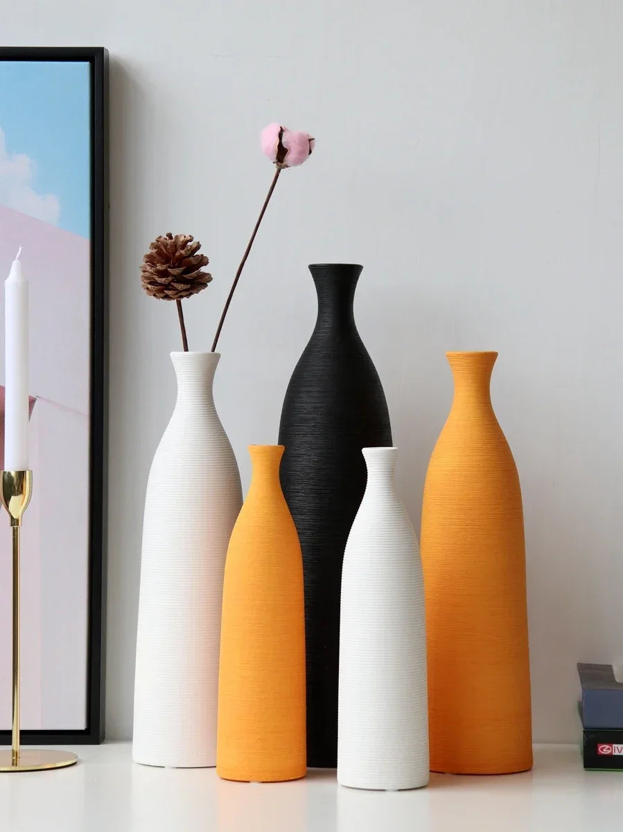 Modern black and white ceramic vase for home office décor