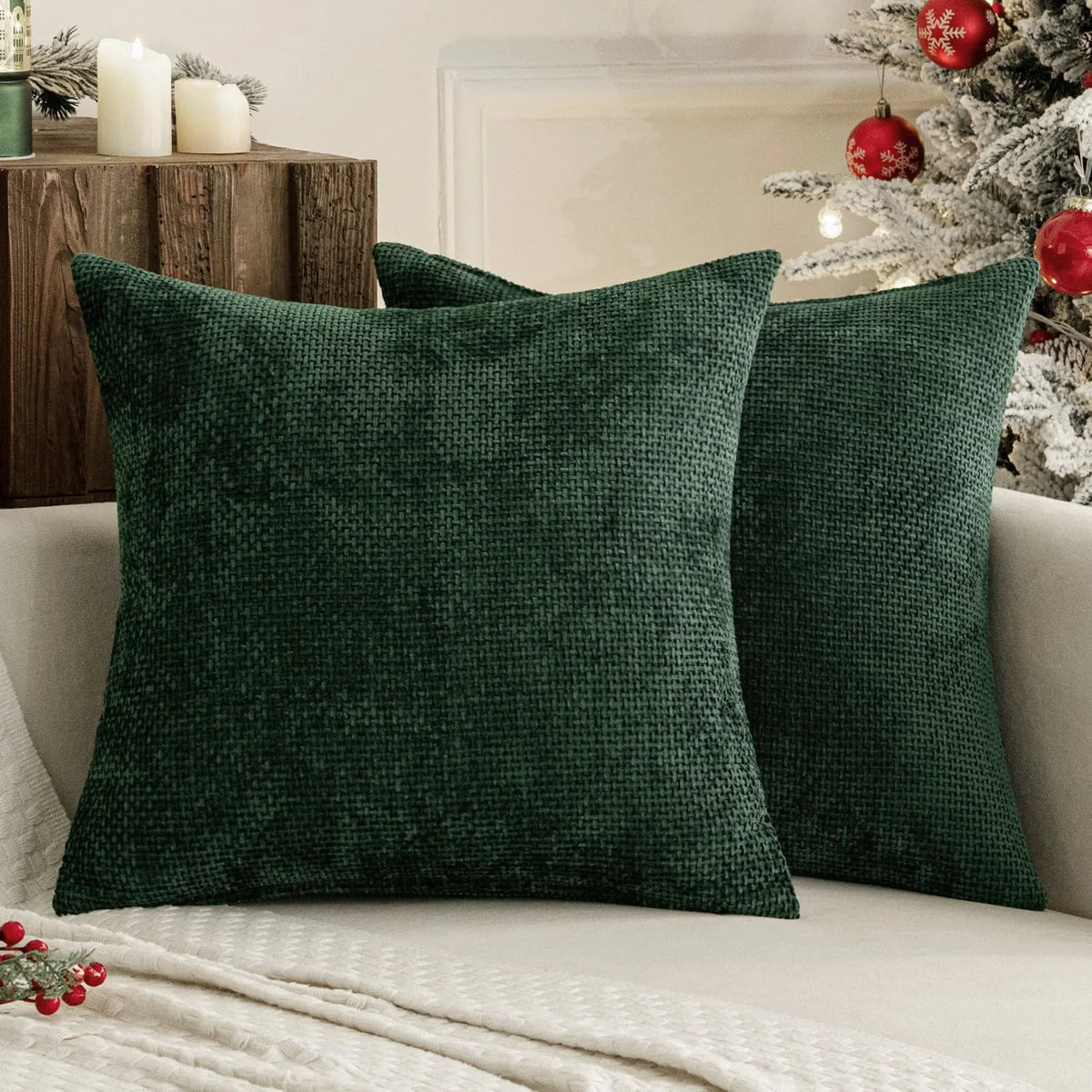 Farmhouse Chenille Throw Pillow Cover