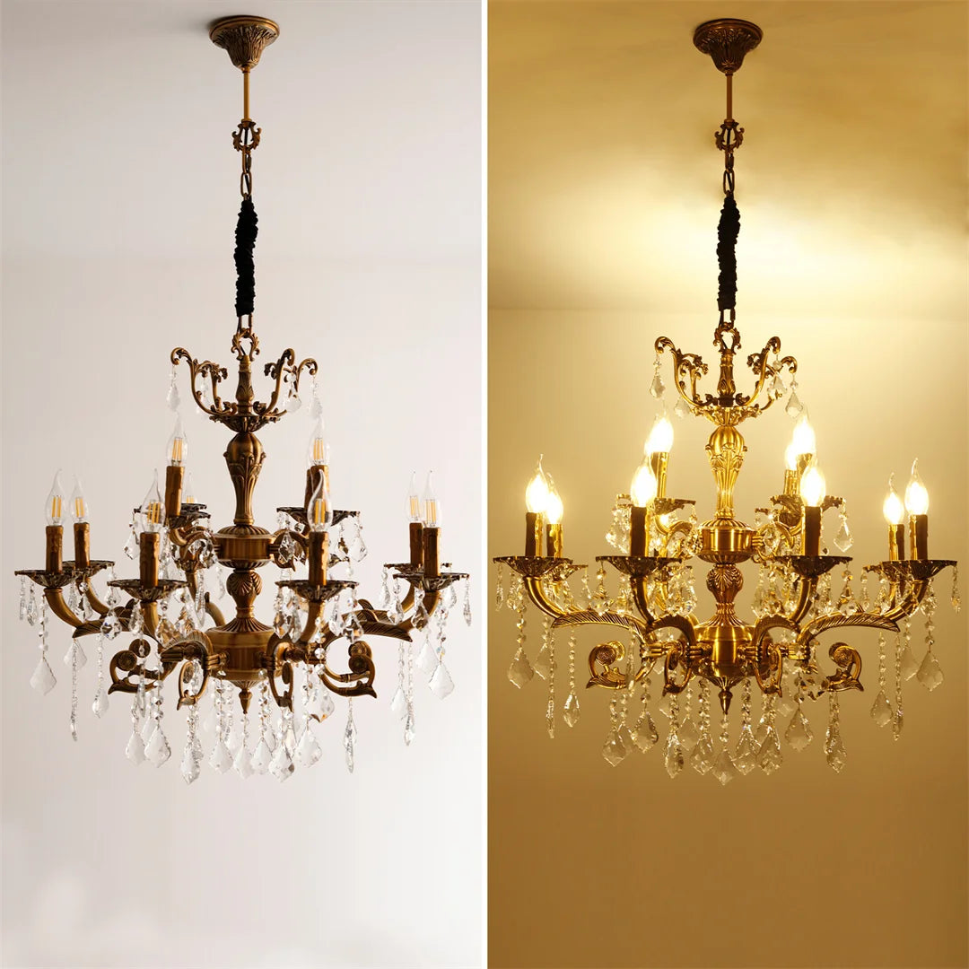 Bronze Crystal Candle Chandelier