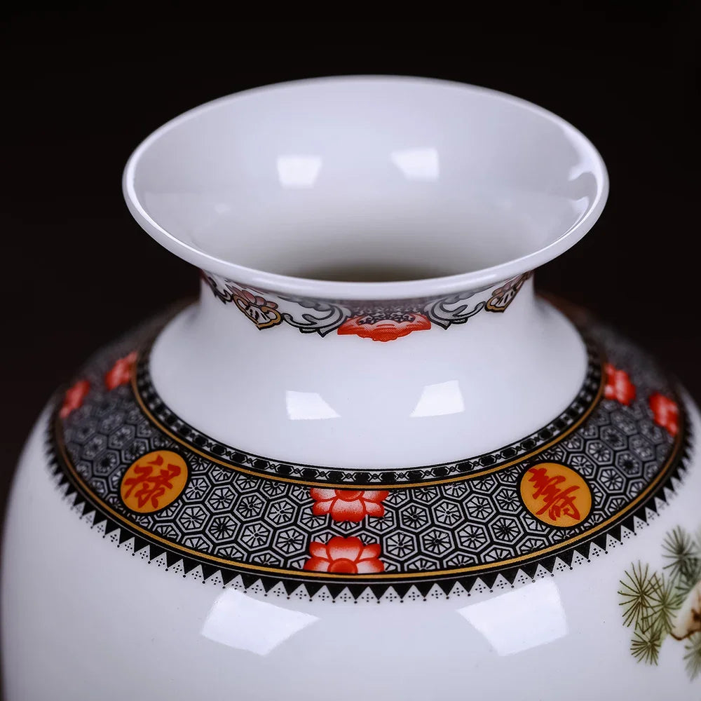 Jingdezhen ceramic vase style D tall form with clear glaze on a mantelpiece display