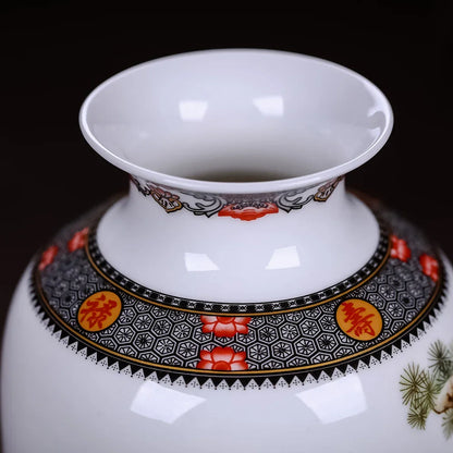 Jingdezhen ceramic vase style D tall form with clear glaze on a mantelpiece display