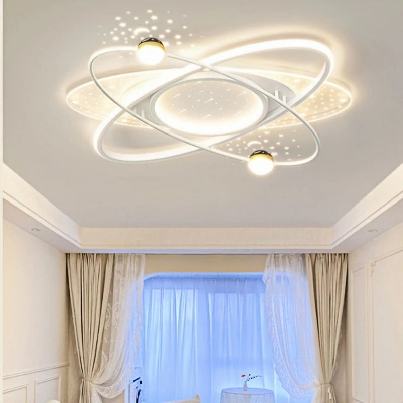 White starry sky chandelier, 100 cm size, with tricolor LED light
