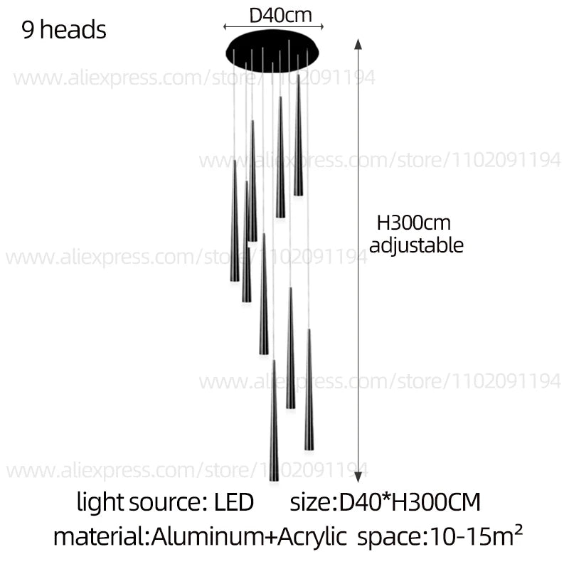 Sixteen head chandelier, 19.7 in across, with a 118.1 in drop