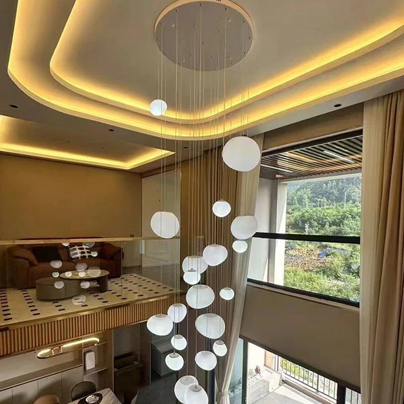 Long chassis chandelier with eight acrylic heads, 19.7 in long