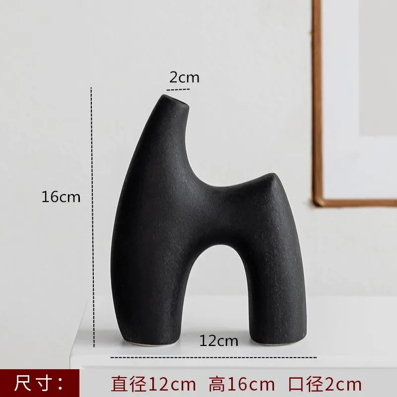 Nordic Black & White Art Ceramic Vase | Aurelia