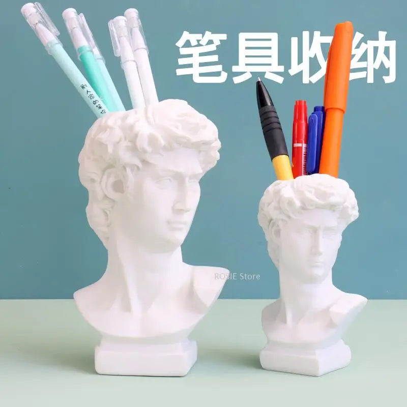 Resin David portrait human head flower vase art décor ornament