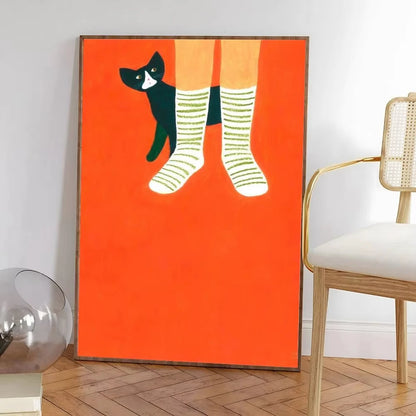 Colorful Cat Interior Canvas Wall Art