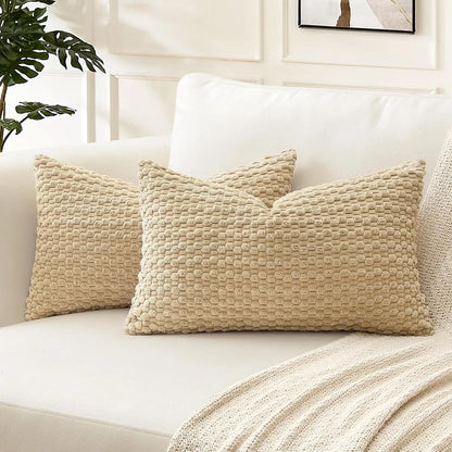 Rust Corduroy Lumbar Pillow Cover — styling detail
