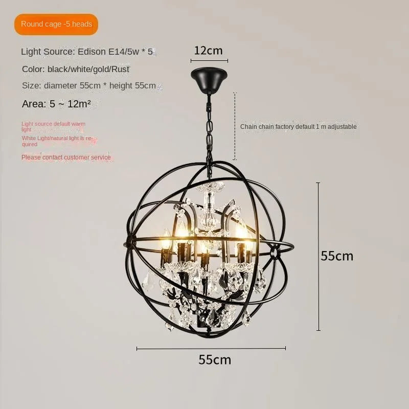 Wrought Iron Orb Chandelier