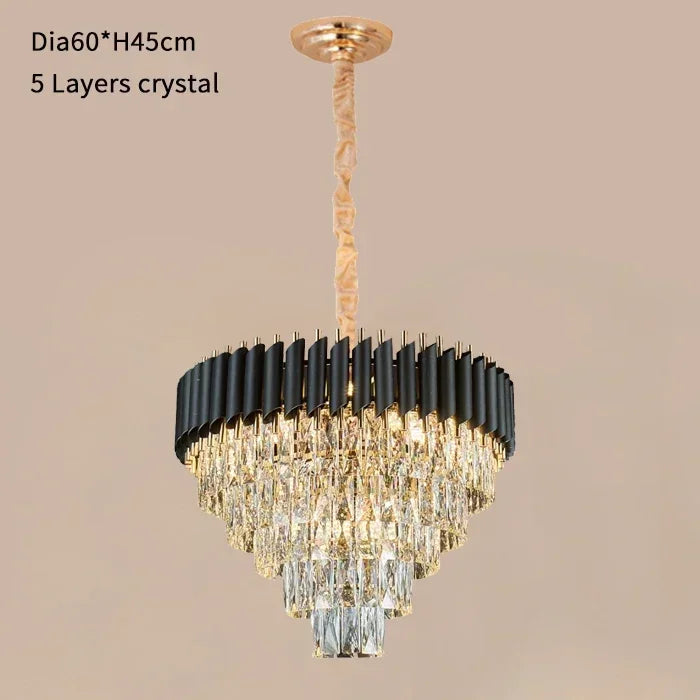 Crystal chandelier at 29.5 in across, non dimmable with downward light
