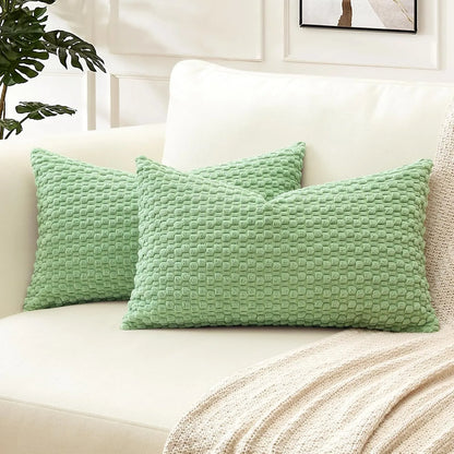 Rust Corduroy Lumbar Pillow Cover — styling detail