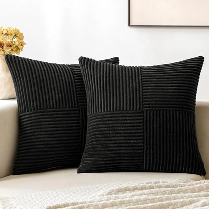 Boho Patchwork Corduroy Pillow Cover — styling detail