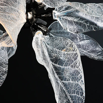 Petal chandelier at 90 centimetres diameter with warm light and knob switch