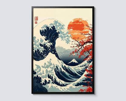 Mount Fuji Sunrise Wave Japanese Canvas Wall Art