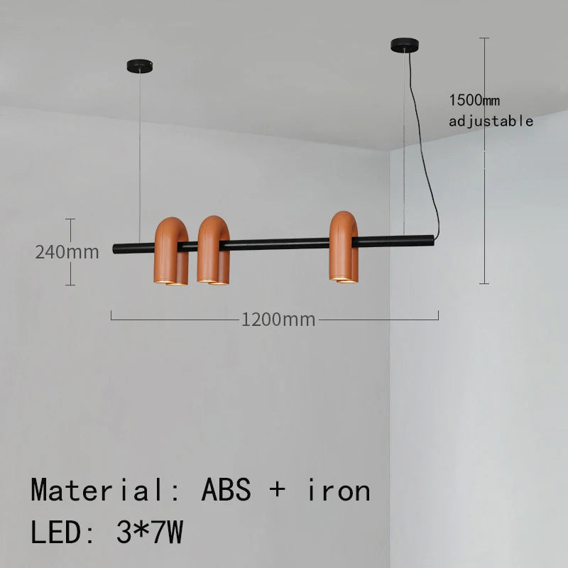 Iron U tube chandelier with shadeless tips and flush ceiling mounting