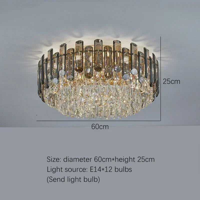 Clear crystal and glass detail on the iron framed chandelier ring