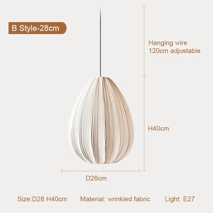 Wabi sabi pleated chandelier set to warm white 3000K light