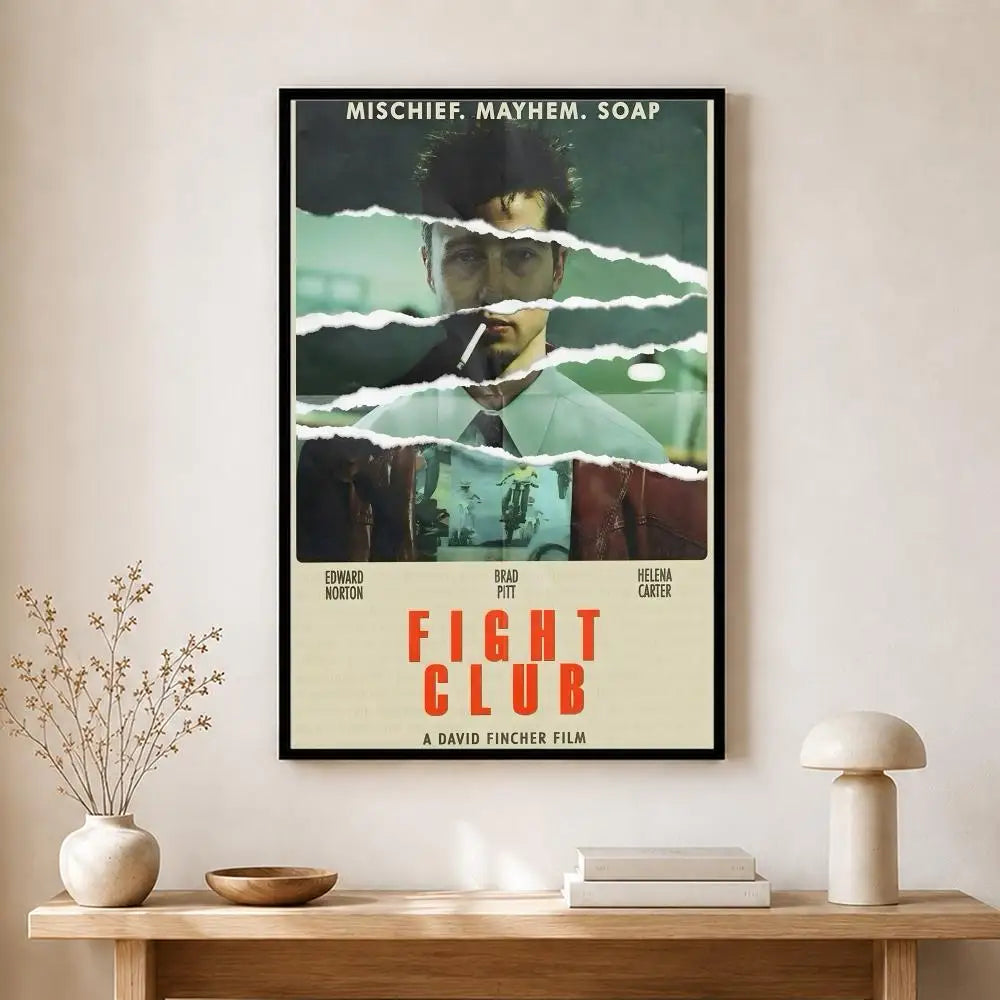 Fight Club Movie Retro Art Canvas Wall Art Poster