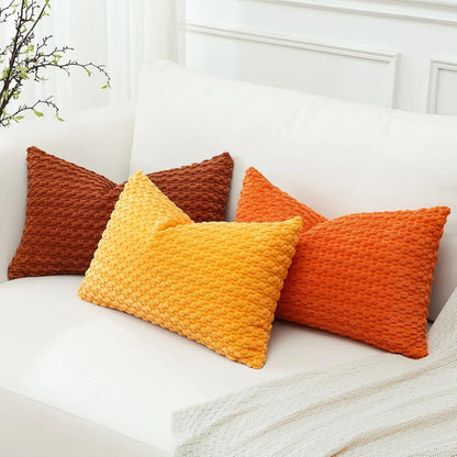 Rust Corduroy Lumbar Pillow Cover — detail