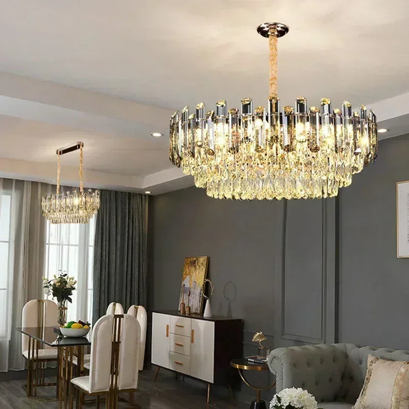 Crystal pendant chandelier measuring 31.5 in (80 cm) in diameter