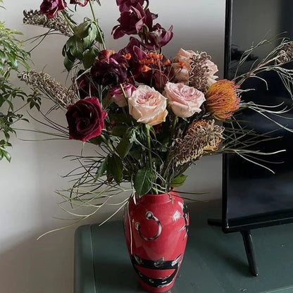 Fashion collar ceramic vase trendy INS artist style home décor