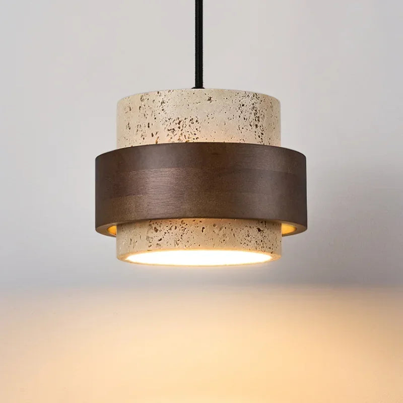 Stone Walnut Bedside Pendant Light