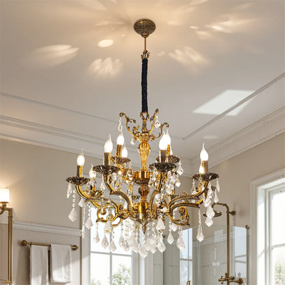 Bronze Crystal Candle Chandelier