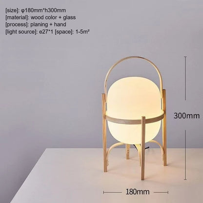 Wood glass lamp two size variants S and M side by side