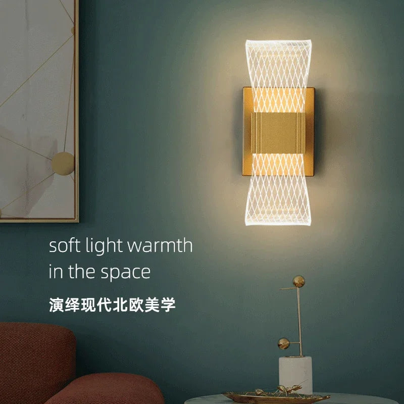 aluminum wall sconce, installed in a room interior setting