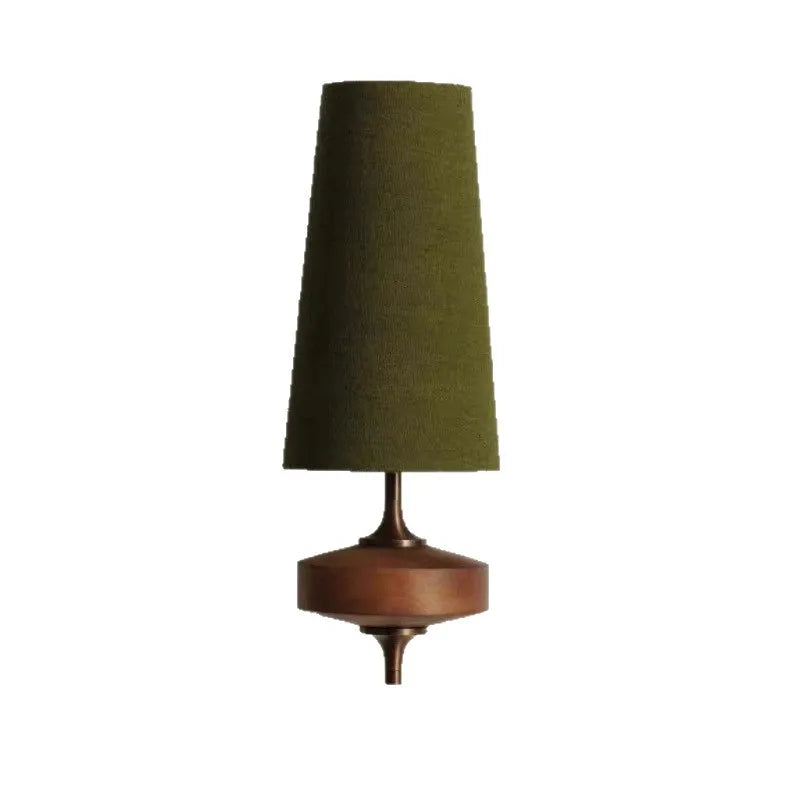 fabric shade wall sconce, detail view of fixture base and arm