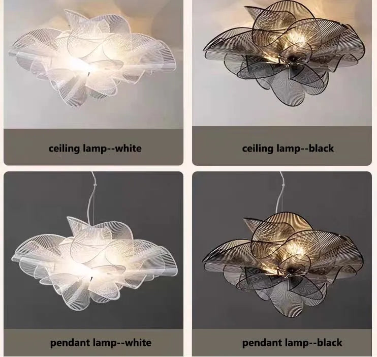 Overlapping PVC petals curving from a central polished steel core