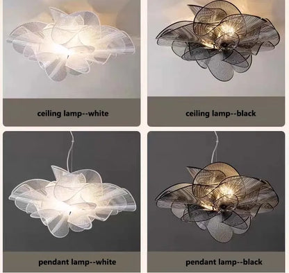 Overlapping PVC petals curving from a central polished steel core