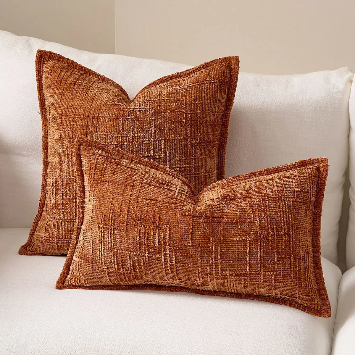 Solid Chenille Throw Pillow Cover — styling detail