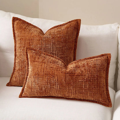 Solid Chenille Throw Pillow Cover — styling detail