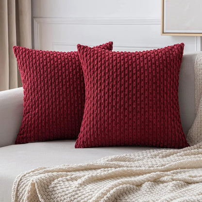 Boho Patchwork Corduroy Pillow Cover — styling detail