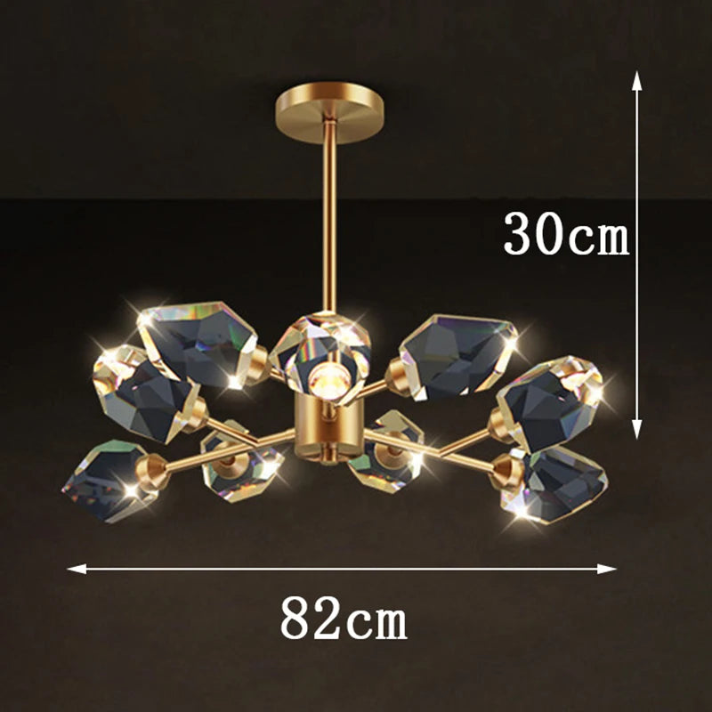 Crystal staircase chandelier with 11.8 in (30 cm) drop height and metal canopy