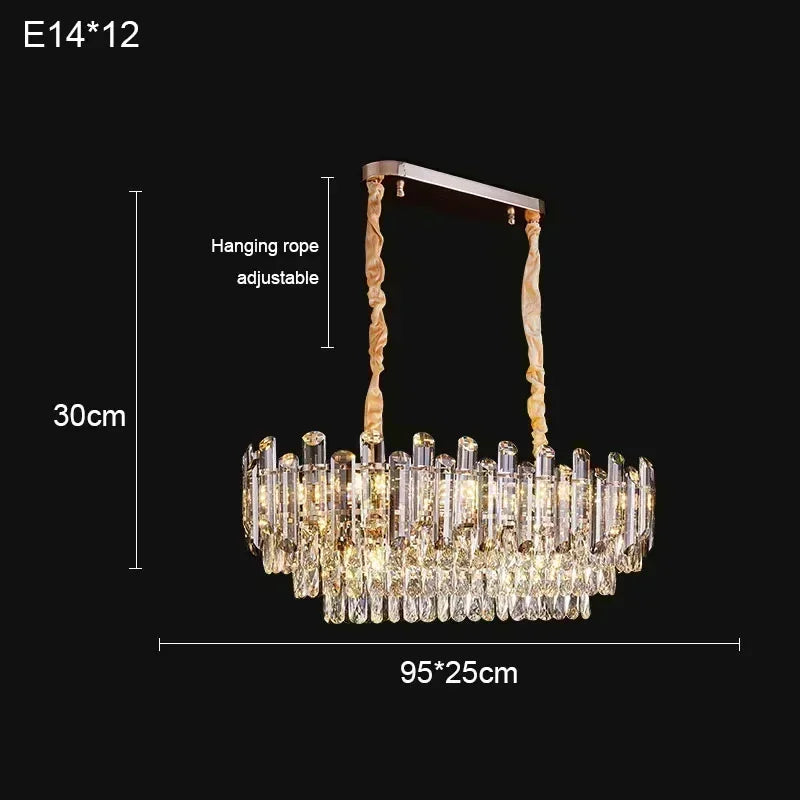Flush ceiling crystal chandelier measuring 37.4 in (95 cm) wide