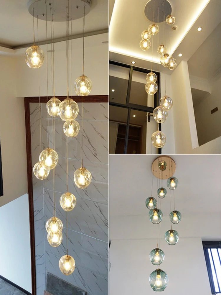 Smoke grey globe chandelier, 19.7 in across, on a silver chassis