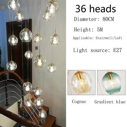 Thirty globe chandelier, 31.5 in across, with a 196.9 in drop