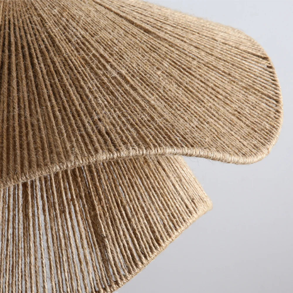 Hand woven rope chandelier at 40 centimetres diameter with warm LED light